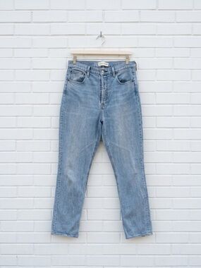 Denim Forum The Arlo High Rise Straight Jeans Light Blue Wash 32/30L